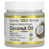 Купить California Gold Nutrition, SUPERFOODS, органическое кокосовое масло первого отжима, 16 жидких унций (473 мл)