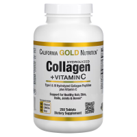 Купить California Gold Nutrition +Vitamin C, пептиды гидролизованного коллагена с витамином C, тип 1 и 3, 250 таблеток
