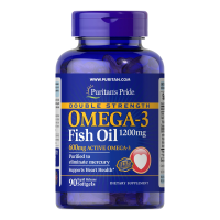 Купить Omega-3 Fish Oil Double Strength 1200 mg/600 mg, 90 softgels, | Омега-3 рыбий жир двойной силы 1200 мг/600 мг