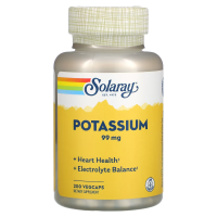 Купить Соларай, калий, Solaray Potassium 99 мг, 200 растительных капсул VegCaps