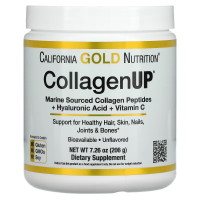 Купить California Gold Nutrition, CollagenUP, гидролизованные пептиды морского коллагена с гиалуроновой кислотой и витамином C, с нейтральным вкусом, 206 г (7,26 унции)