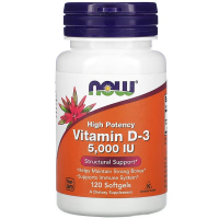 Купить NOW Foods, Витамин Д3, Vitamin D3 125 мкг (5000 МЕ), 120 мягких таблеток