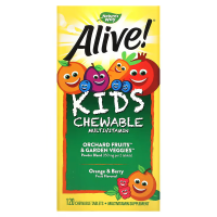Купить Natures Way, Alive Kids, комплекс мультивитаминов для детей, со вкусом апельсина и ягод, 120 жевательных таблеток