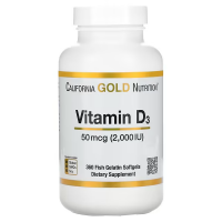 Купить California Gold Nutrition Vitamin D3, витамин D3, 50 мкг (2000 МЕ), 360 рыбно-желатиновых капсул