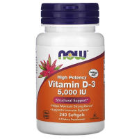 Купить NOW Foods Vitamin D3, Витамин D-3, 125 мкг (5000 МЕ), 240 мягких таблеток