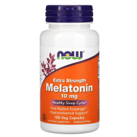 Купить NOW Foods, Extra Strength Melatonin, 10 mg, 100 Veg Capsules, Мелатонин повышенной прочности, 10 мг, 100 растительных капсул