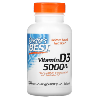 Купить Doctors Best, Vitamin D3, Докторс Бэст, Витамин D3, 125 мкг (5000 МЕ), 720 мягких желатиновых капсул
