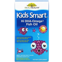 Купить Bioglan, Kids Smart, рыбий жир с высоким содержанием омега-3, 30 жевательных капсул, лопающихся во рту