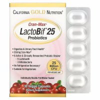 Купить California Gold Nutrition, Lactobif, Cran-Max, ЛактоБиф пробиотики, 25 млрд КОЕ, 30 растительных капсул