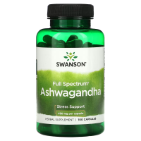 Купить Swanson, Ashwagandha, 450 мг, 100 капсул, ашваганда