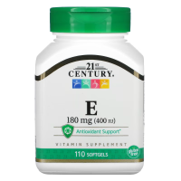 Купить 21st Century Vitamin E, Витамин Е, 180 мг (400 МЕ), 110 мягких желатиновых капсул