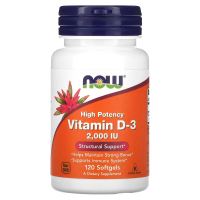 Купить NOW Foods, витамин D3, 50 мкг (2000 МЕ), 120 капсул | Vitamin D3