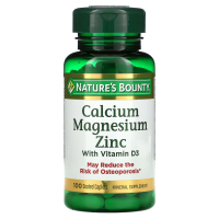 Купить Natures Bounty Calcium Magnesium Zinc, Vitamin D3, Кальций, магний и цинк с витамином D3, 100 капсул в оболочке