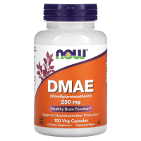 Купить NOW Foods, ДМАЭ, 250 мг, 100 растительных капсул, DMAE Нормальная работа мозга, Поддерживает выработку нейротрансмиттеров