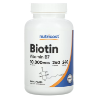 Купить Nutricost, Биотин, 10 000 мкг, 240 капсул | Biotin