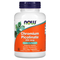 Купить NOW Foods Chromium Picolinate, пиколинат хрома, 200 мкг, 250 вегетарианских капсул