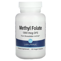 Купить Lake Avenue Nutrition, Methyl Folate, Метилфолат, 800 мкг, 120 растительных капсул
