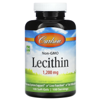 Купить Carlson Lecithin, Лецитин без ГМО, 1200 мг, 100 мягких таблеток