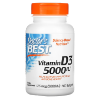 Купить Doctors Best Vitamin D3, витамин D3, 125 мкг (5000 МЕ), 360 мягких таблеток