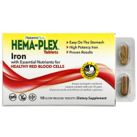 Купить Hema Plex, железо с незаменимыми питательными веществами для здоровых эритроцитов, 10 таблеток с замедленным высвобождением | Хема Флекс