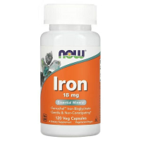 Купить NOW Foods Iron, Железо, 18 мг, 120 растительных капсул