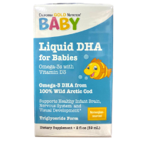 Купить DHA California Gold Nutrition, ДГК для детей, омега-3 с витамином D3, 1050 мг, 59 мл (Старый Дизайн)