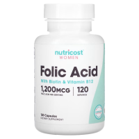Купить Nutricost, Фолиевая кислота с биотином и витамином B12 для женщин, 120 капсул | Folic Acid