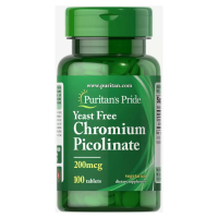 Купить Хром пиколинат, Chromium Picolinate, Puritans Pride, без дрожжей, 200 мкг, 100 таблеток