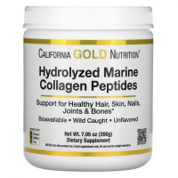 Купить Гидролизованные пептиды морского коллагена, Hydrolyzed Marine Collagen Peptides, California Gold Nutrition, 200 г