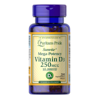 Купить Puritans Pride Vitamin D3 250 mcg (10,000 IU)-200 Softgels, Витамин D3 — 200 мягких капсул