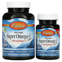 Купить Carlson, Wild Caught Super Omega-3 Gems, высокоэффективная омега-3 из морской рыбы, 600 мг, 100 плюс 30 капсул