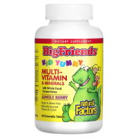 Купить Natural Factors, Big Friends, жевательные мультивитамины и минералы, со вкусом ягод, 60 жевательных таблеток