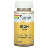 Купить Solaray, Iron (Железо), 50 мг, 60 растительных капсул