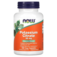 Купить NOW Foods Potassium Citrate, калий цитрат, 99 мг, Потассиум Ситрате 180 капсул