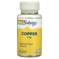 Купить Solaray Copper, Медь, 2mg, 100 вегетарианских капсул
