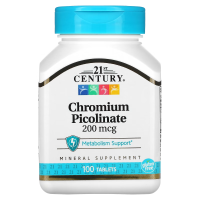 Купить 21st Century, Пиколинат хрома, 200 мкг, 100 таблеток | Chromium Picolinate 200 mcg