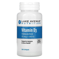 Sotib oling Lake Avenue Nutrition Vitamin D3, Vitamin D3, 25 mkg (1000 IU), 360 Softgels