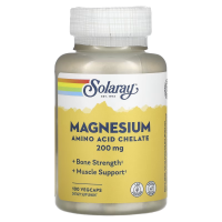 Купить Соларай, Магний, Magnesium amino acid, Аминокислотный хелат 200 мг, 100 растительных капсул