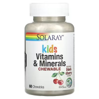 Купить Solaray, Витамины и минералы для детей, жевательные таблетки с натуральной вишней, 60 жевательных таблеток