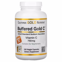 Купить California Gold Nutrition (Vitamin C), Gold C, GOLD Standard, буферизованный витамин C, аскорбат натрия, 750 мг, 240 растительных капсул