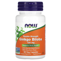 Купить NOW Foods, Ginko Biloba 120mg 50 caps | гинкго билоба, двойная сила, 120 мг, 50 вегетарианских капсул