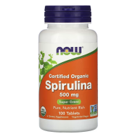 Купить NOW Foods Spirulina, сертифицированная органическая спирулина,500 мг, 100 таблеток