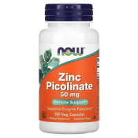 Купить NOW Foods, Пиколинат цинка, 50 мг, 120 растительных капсул Zinc picolinate