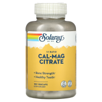 Купить Solaray Cal-Mag Citrate Соларай, цитрат кальция и магния, в соотношении 1:1, 180 капсул VegCap