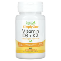 Купить Super Nutrition Vitamin D3-K2, витамины D3 и К2, 60 растительных капсул