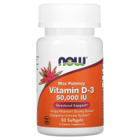 Купить NOW Foods Vitamin D3, витамин D3, 50 000 IU, 50 капсул