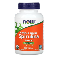 Купить NOW Foods Spirulina, сертифицированная органическая спирулина, 500 мг, 200 таблеток