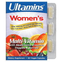 Купить Ultamins Womens, мультивитаминный комплекс для женщин с коэнзимом Q10, грибами, ферментами, овощами и ягодами, 60 растительных капсул