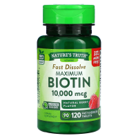 Купить Biotin, Natures Truth, , Натуральные ягоды, Биотин 10000 мкг, 120 быстро растворяющихся таблеток