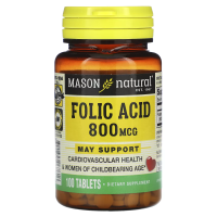 Купить Mason Natural, Folic Acid, 800 мкг, фолиевая кислота 100 таблеток